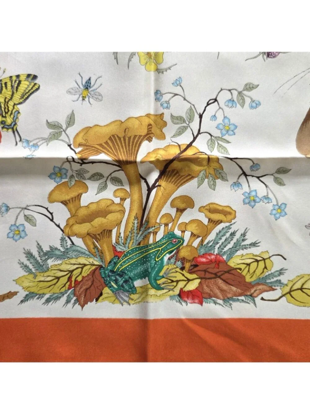 Gucci V. Accornero Silk Snake Fly Frog Floral Print Hand Rolled Scarf 34